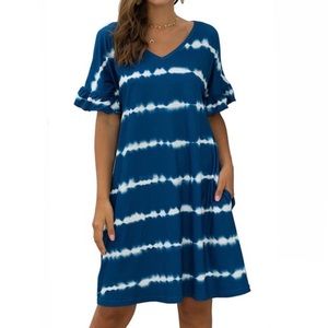 SOFT Blue + white tie dye dress - new from closing boutique!